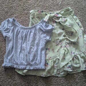Girls 2 piece set - shirt and skirt Size 14